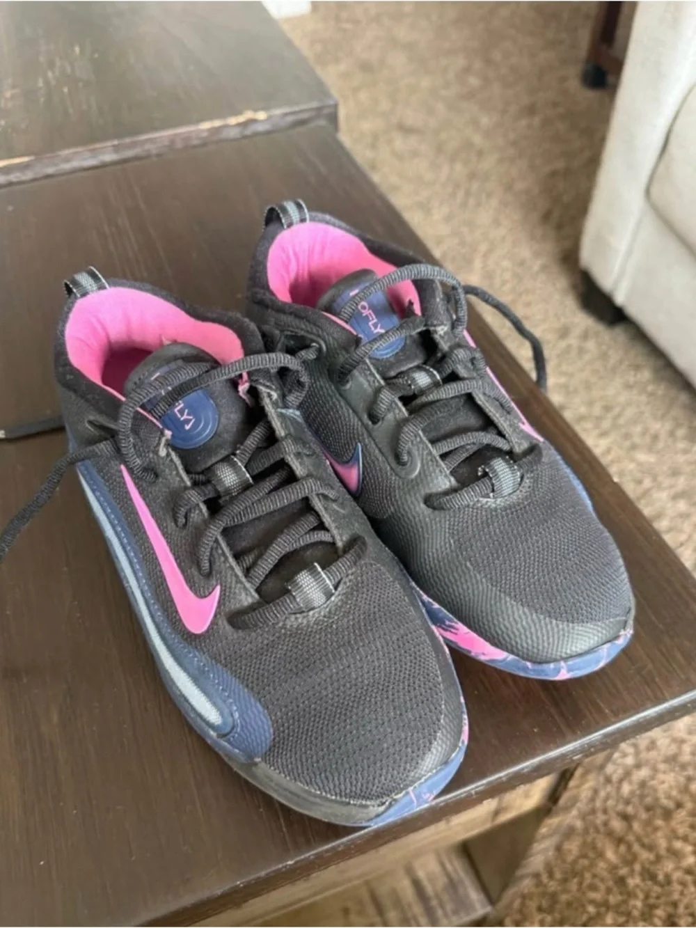 Nike Isofly Kids' Black & Pink Athletic Sneakers